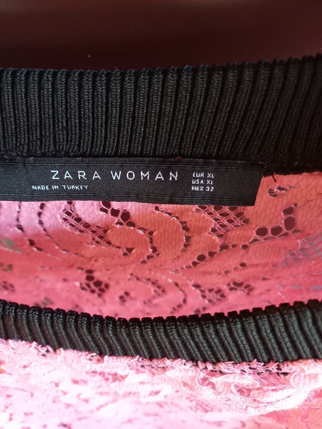 blusa pizzo rosa zara