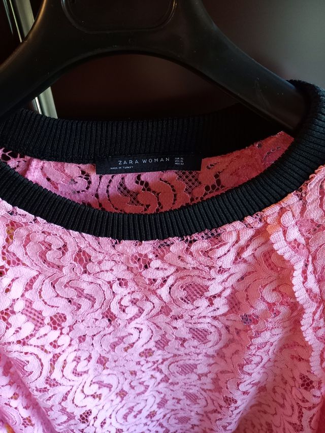blusa pizzo rosa zara