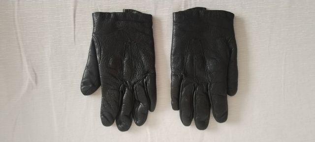 guantes negros de piel mujer