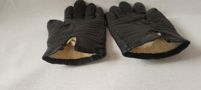 guantes negros de piel mujer