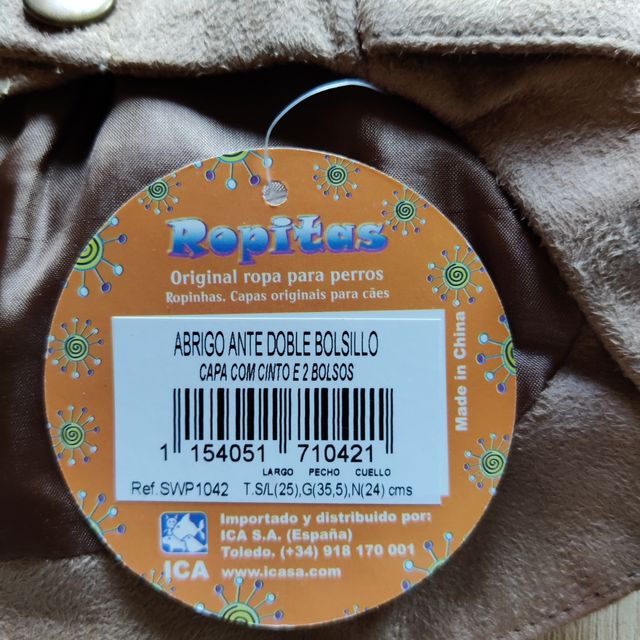 ropa perro ante 25cm