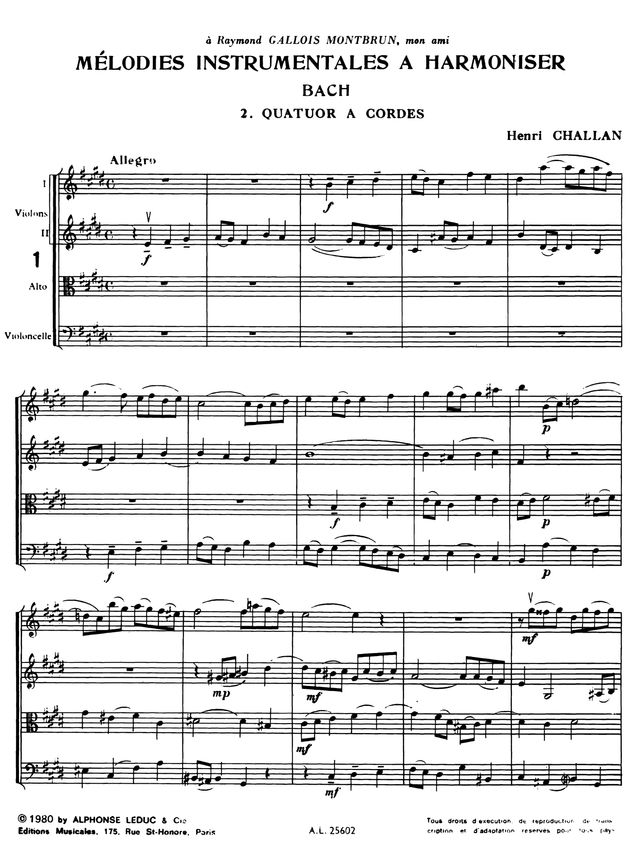 Bach Vol. 2-Quatuor a Cordes (Henri Challan)