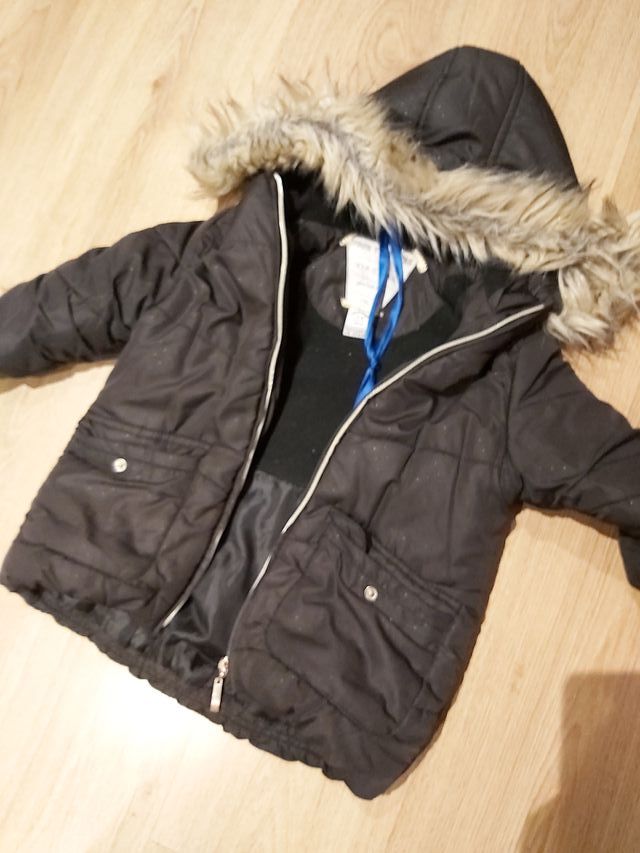 Abrigo de niña Charanga negro con pelo 3-4 años