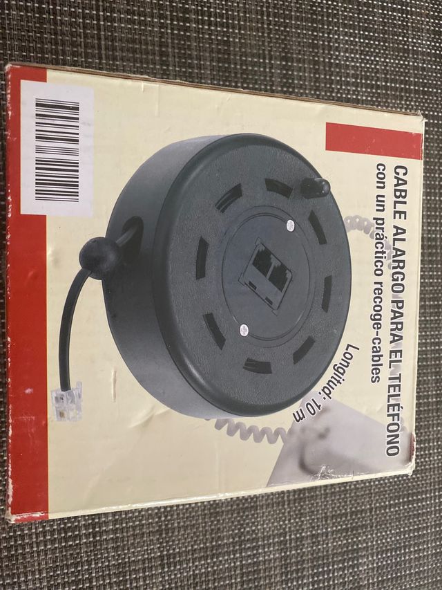 Cable alargador de 10m teléfono fijo recoge-cable