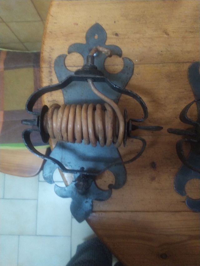 par de antiguos apliques de pared vela enroscada