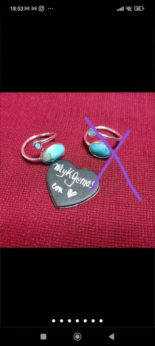 Anillo turquesa y plata de ley 925 ajustable
