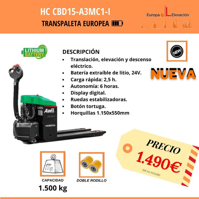 TRANSPALETA ELÉCTRICA DE LITIO ***NUEVA*** 1500 KG
