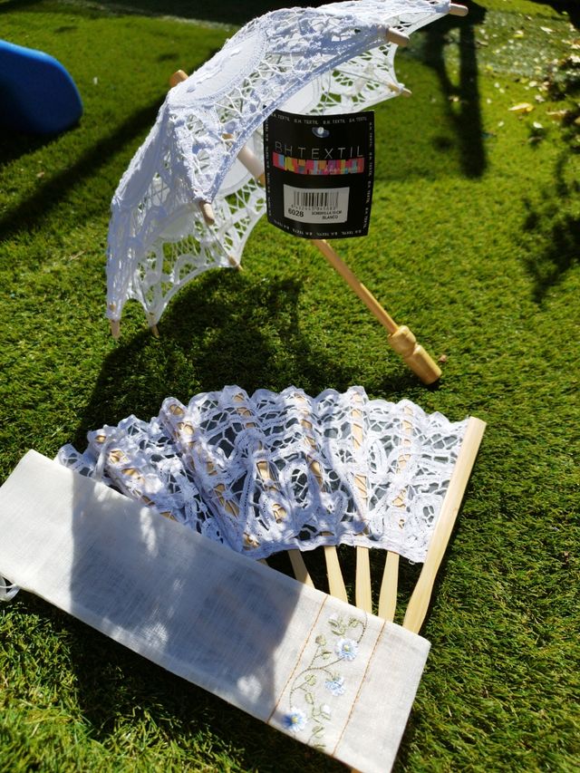 abanico blanco algodón