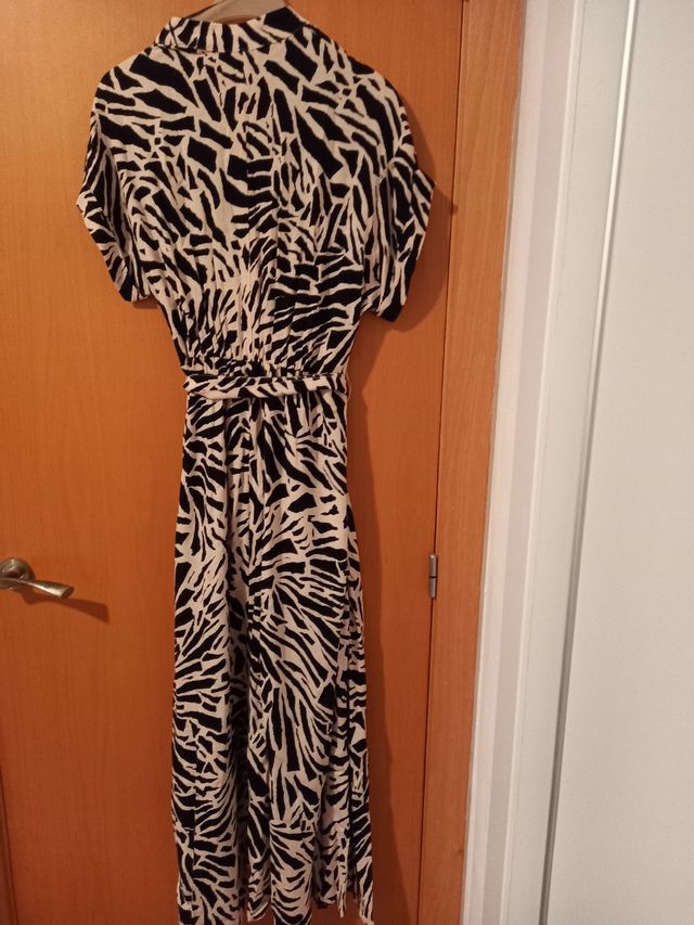 Vestido largo estampado negro y blanco