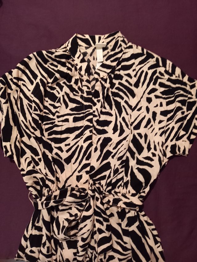 Vestido largo estampado negro y blanco