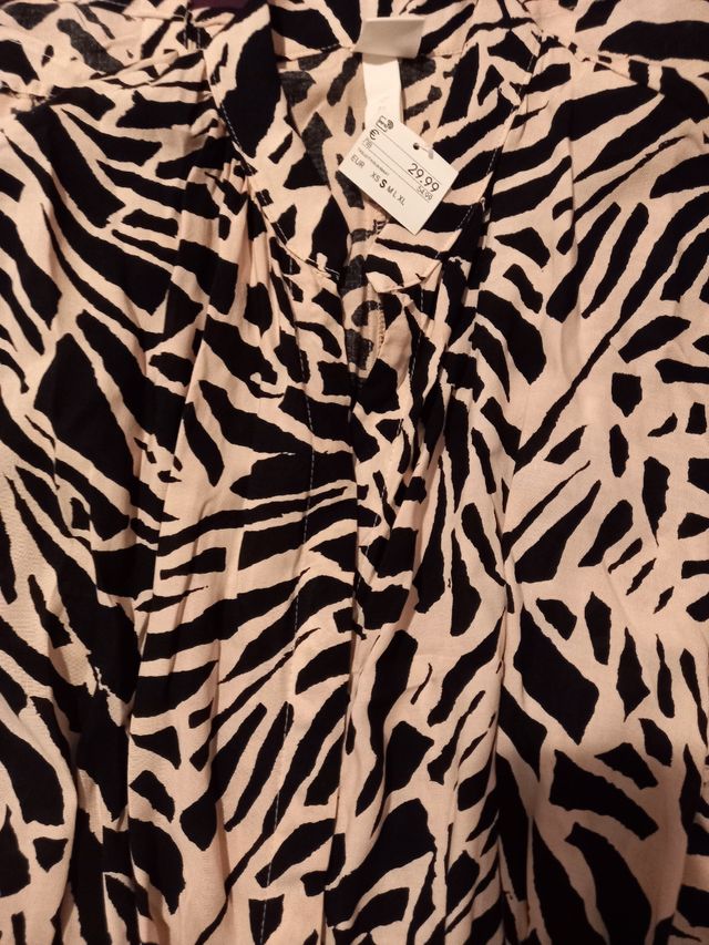 Vestido largo estampado negro y blanco