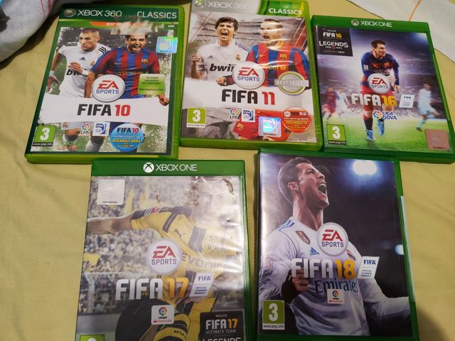 lote 5 juegos fifa xbox one y xbox 360
