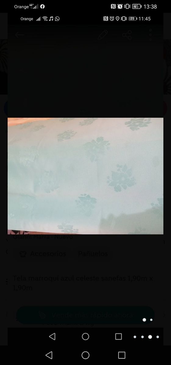 Tela marroquina azul 1,9m x, 1,9m