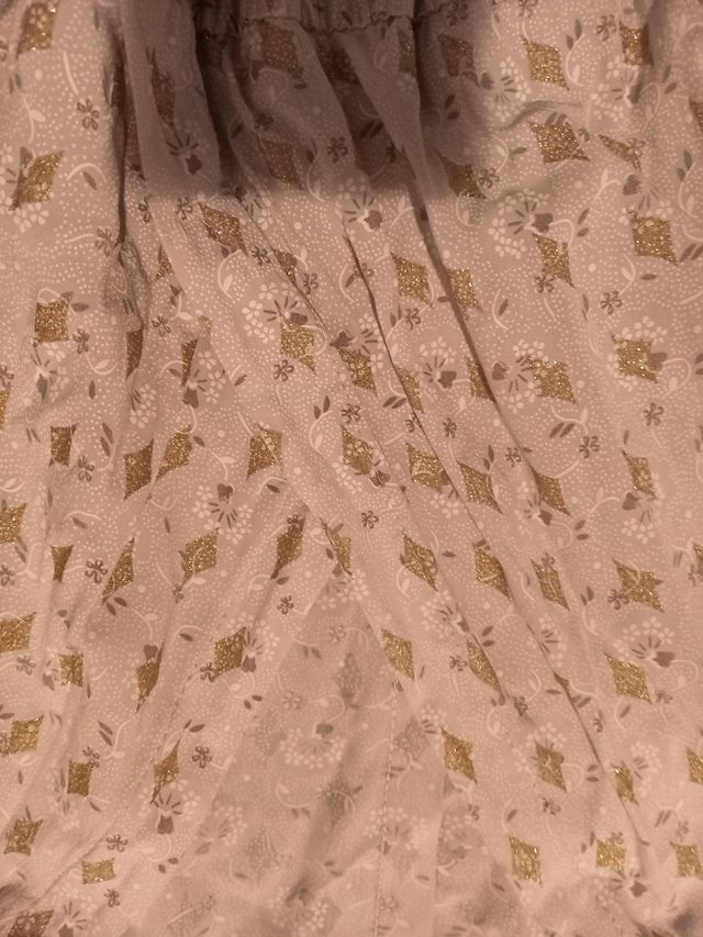 Vestido largo estampado color crudo y rombos