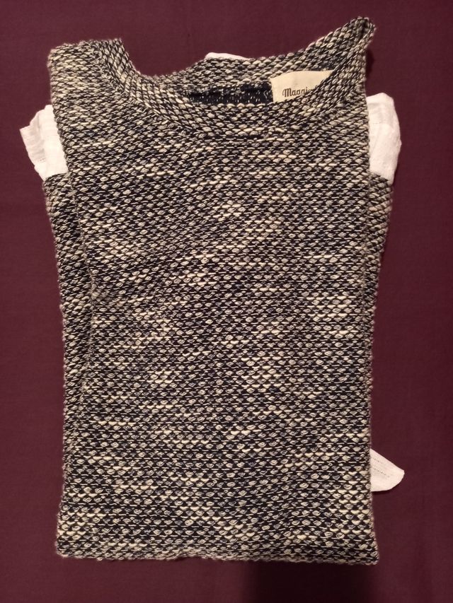 Vestido corto jaspeado blanco y negro