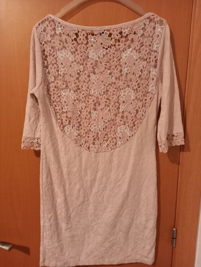 Vestido corto media manga rosa pálido