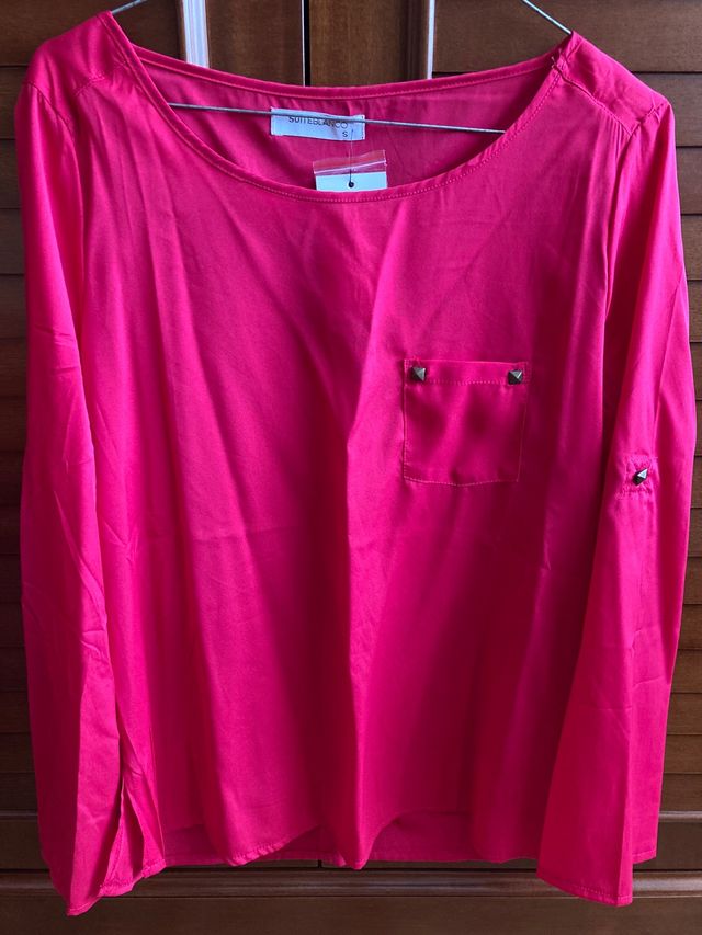 Camisa Blanco talla S fucsia 