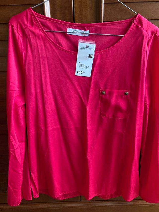 Camisa Blanco talla S fucsia 