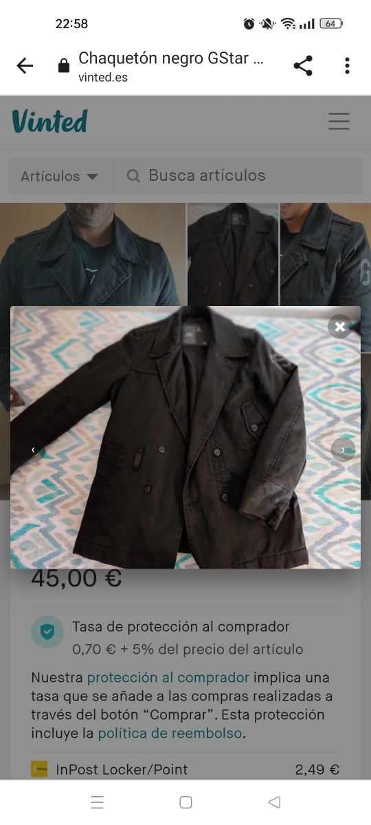 Abrigo negro GStar XL