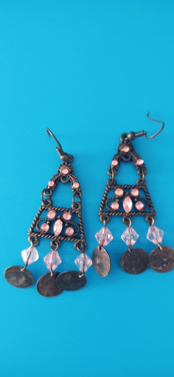 pendientes largo 6cm rosa
