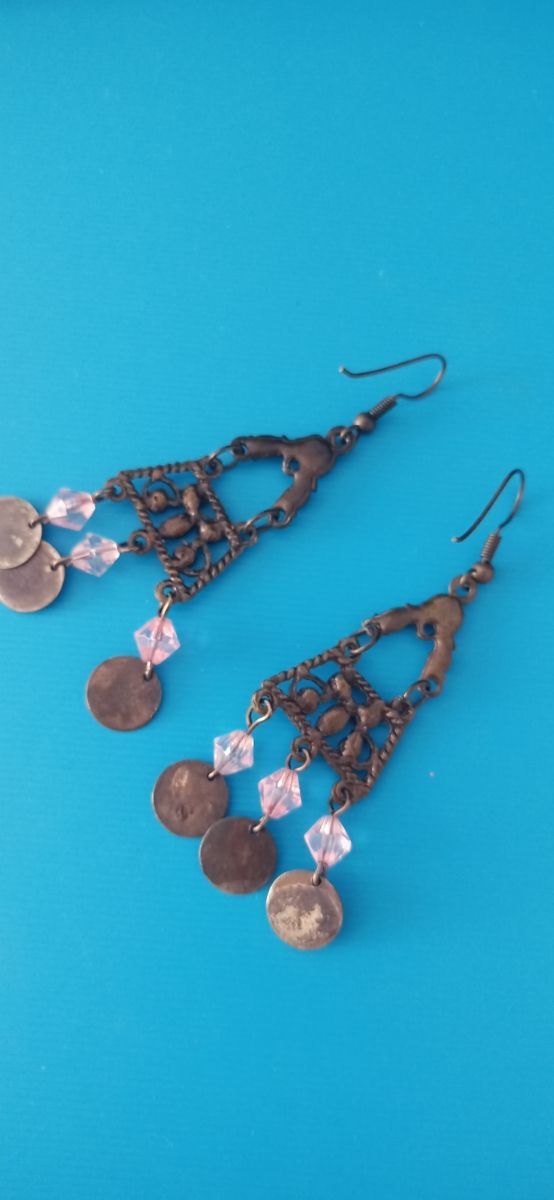 pendientes largo 6cm rosa