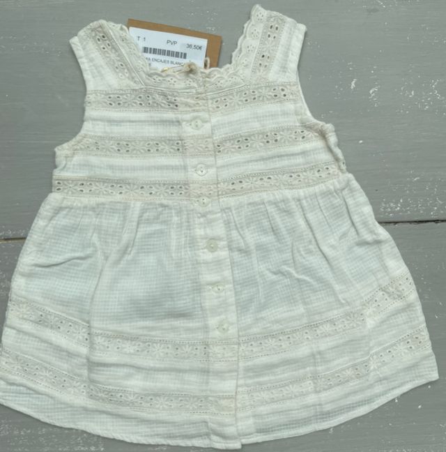 Top encajes vintage crudo T1