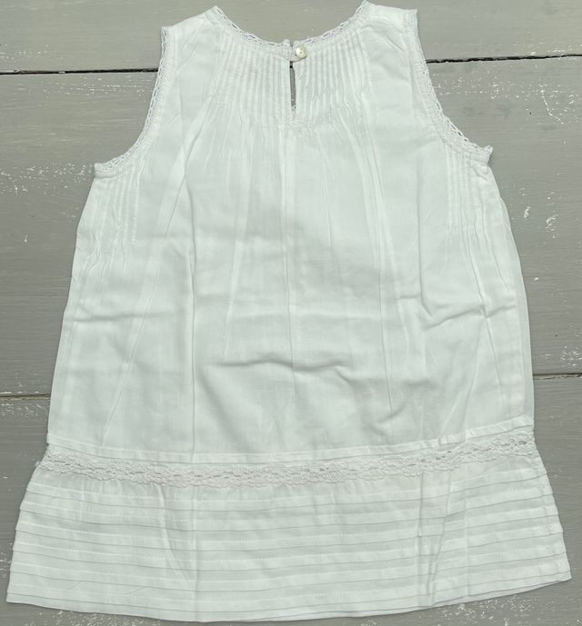 Vestido encajes y jaretas blanco T1