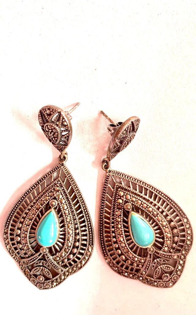 Pendientes filigranas y turquesas