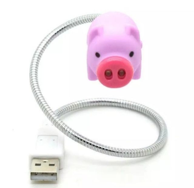 Original lámpara LED de cerdito con conexión USB.