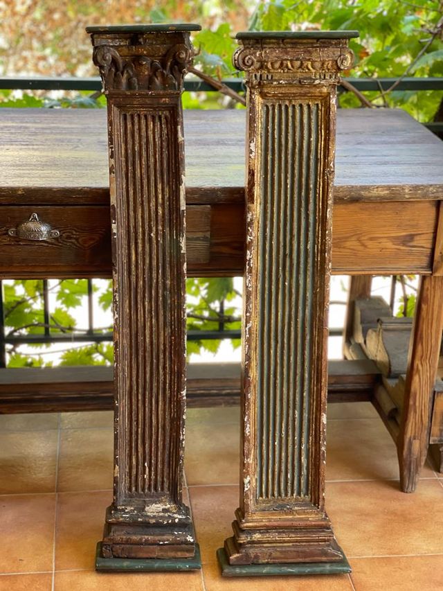 Antigua Columna Neoclásica Jónica Madera S Xviii De Segunda Mano Por Antigua Columna Neoclásica Jónica Madera S Xviii De Segunda Mano Por