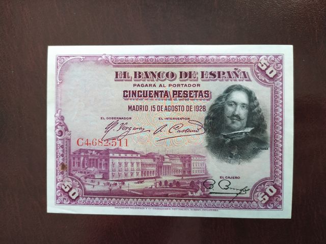 Billete de 50 pesetas de 1928.