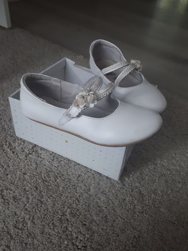 zapatos piel blancos niña evento festivo/comunión