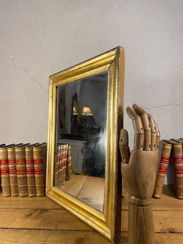 Espejo antiguo, madera y pan de oro, s.XIX.