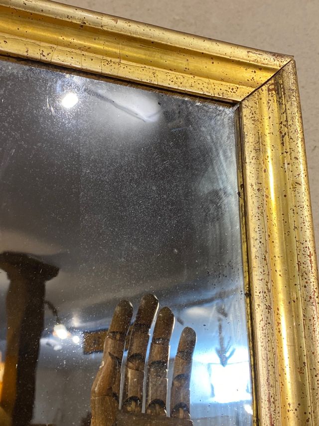 Espejo antiguo, madera y pan de oro, s.XIX.