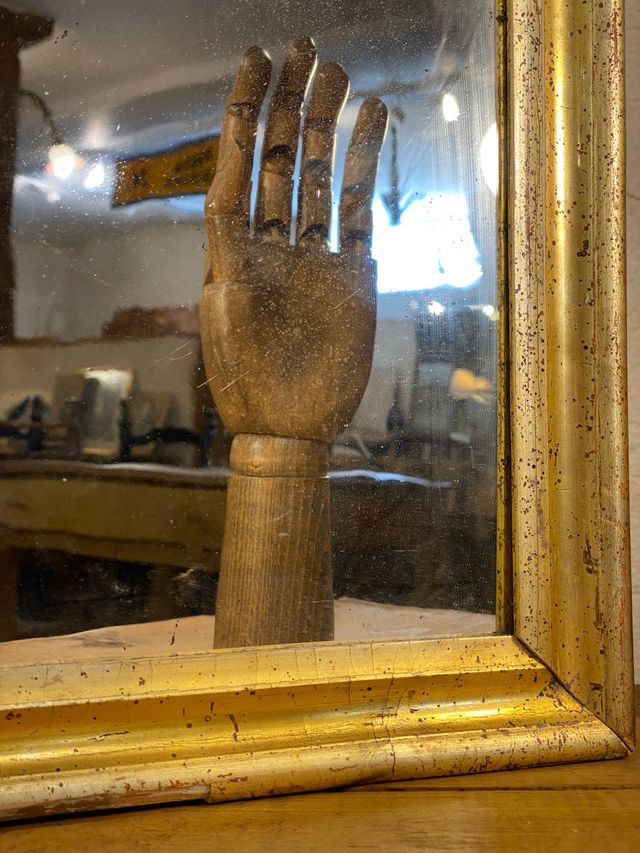 Espejo antiguo, madera y pan de oro, s.XIX.