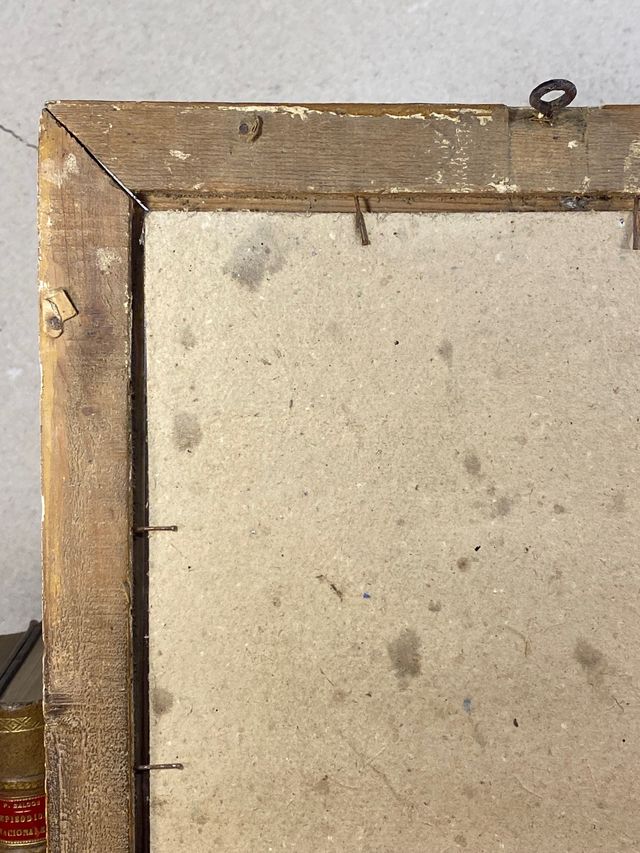 Espejo antiguo, madera y pan de oro, s.XIX.