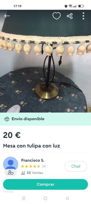 Conjunto de lámpara y tela de mesa camilla