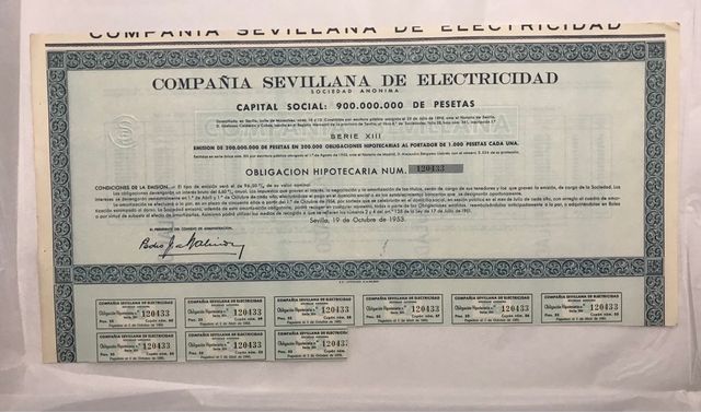 Lote de Acciones y Obligaciones eléctricas 
