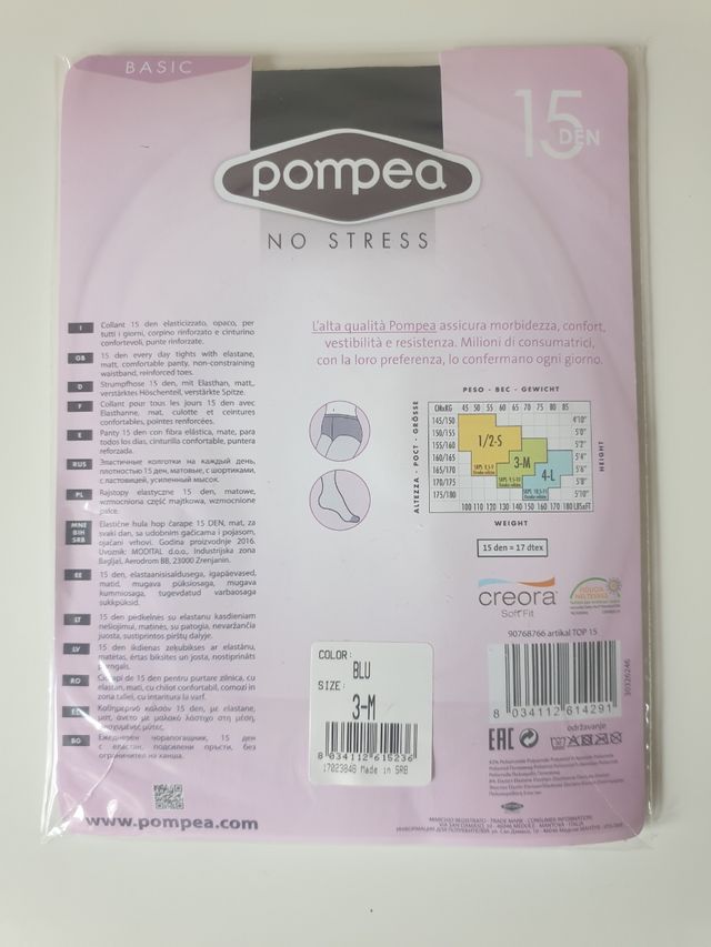 Set 6 paia collant  Pompea 15 den. Taglia 3-M
