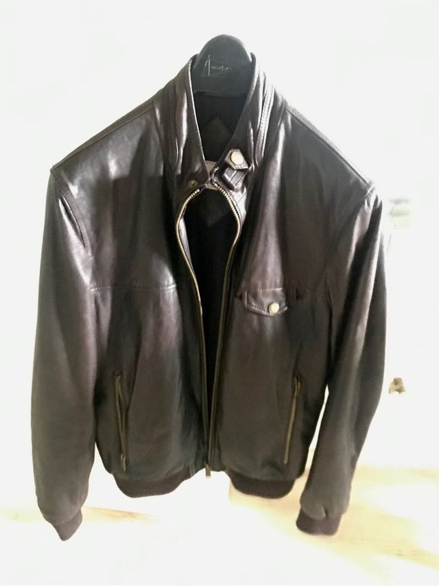 Cazadora cuero marrón M