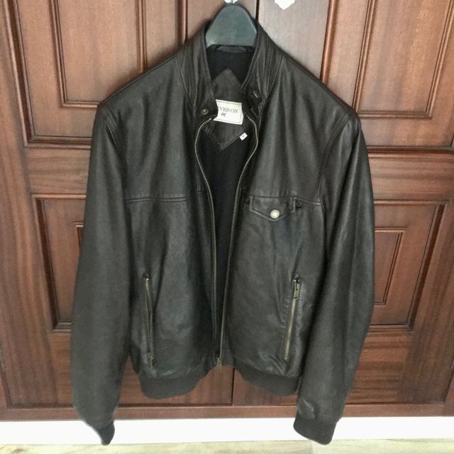 Cazadora cuero marrón M