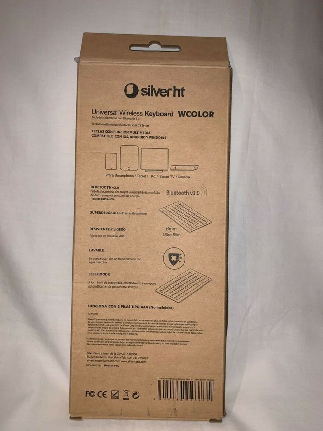 Teclado inalámbrico Bluetooth 3.0 Silver HT WCOLOR