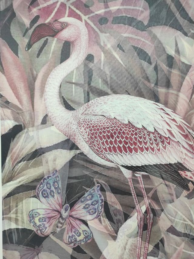 CUADROS FLORALES CON FLAMENCO Y COLIBRÍ