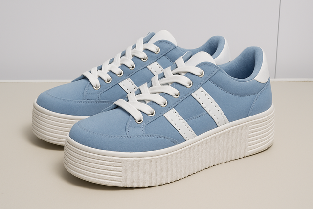 Scarpe con zeppa blu cielo taglia 36