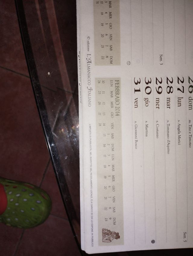 calendario Papa giovanni