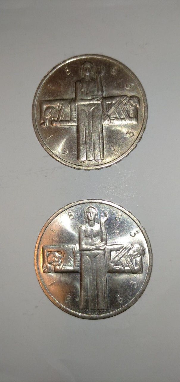 Cruz roja suiza de plata 5fr 1963