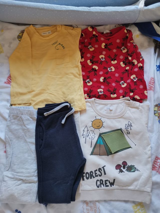 7 camicetas y 2 pantalones talla 18 a 24 meses 