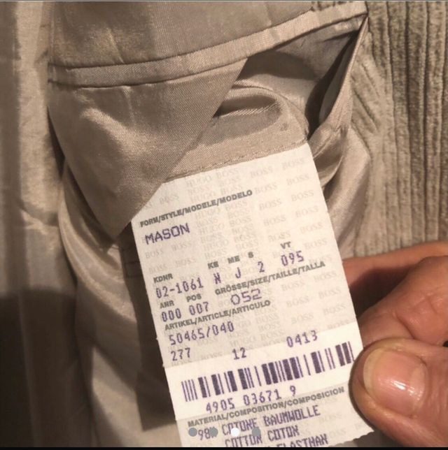 Giacca uomo Ugo Boss cotone tg 52