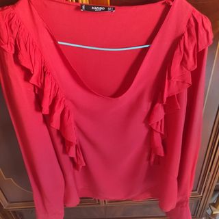 Blusa roja mandarina Mango talla M