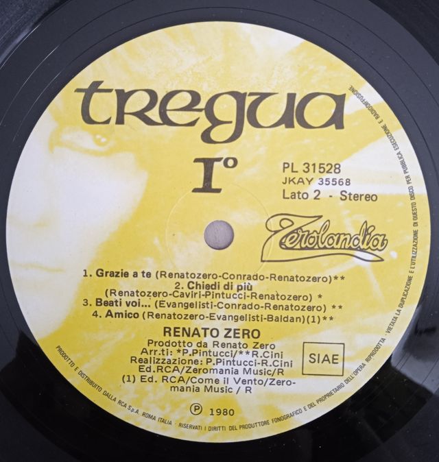 Vinile di Renato Zero: Tregua I